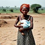 Biafran Mother and Child**

"A mother in Biafra, Africa, during the late 1960s, holding her child, modest clothing, surrounded by a dry, arid landscape. Dust and sun-baked earth. Showing resilience and quiet strength. fully clothed, appropriate content, safe for work, perfect anatomy, natural proportions, professional, family-friendly, documentary photography style."

**